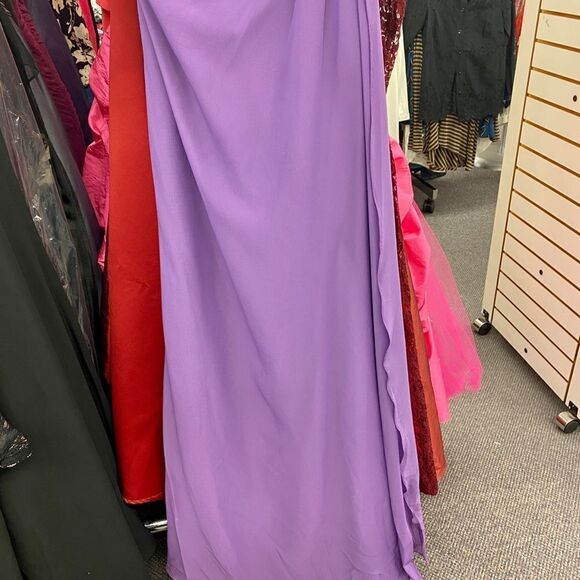 Purple Sz. 8 One Shoulder Beaded Long Dress - Picture 5 of 12